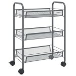Vidaxl chariot de cuisine  3 niveaux gris 46x26x64 cm fer