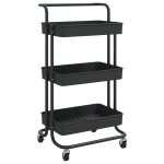 Vidaxl chariot de cuisine 3 niveaux noir 42x25x83, 5 cm fer et abs
