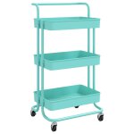 Vidaxl chariot de cuisine 3 niveaux turquoise 42x25x83, 5 cm fer et abs