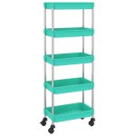 Vidaxl chariot de cuisine 5 niveaux turquoise 40x22x116 cm fer et abs