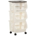 Vidaxl chariot de cuisine blanc et taupe