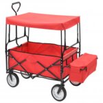 Vidaxl chariot à main pliable avec toit acier rouge Vidaxl chariot à main pliable avec toit acier rouge