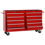 Vidaxl chariot  outils avec 10 tiroirs acier rouge