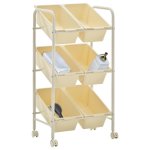 Vidaxl chariot de rangement pour jouets à 6 paniers blanc plastique Vidaxl chariot de rangement pour jouets à 6 paniers blanc plastique