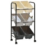 Vidaxl chariot de rangement pour jouets à 6 paniers ombre plastique Vidaxl chariot de rangement pour jouets à 6 paniers ombre plastique