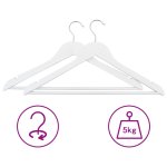 Vidaxl cintres antidrapants 20 pcs blanc bois dur