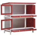 Vidaxl clapier d'extérieur 4 portes rouge bois Vidaxl clapier d'extérieur 4 portes rouge bois