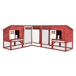 Vidaxl clapier d'extrieur avec piste rouge et blanc bois de sapin