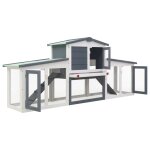 Vidaxl clapier large d'extrieur gris et blanc 204x45x85 cm bois
