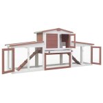 Vidaxl clapier large d'extrieur marron et blanc 204x45x85 cm bois