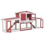 Vidaxl clapier large d'extrieur rouge et blanc 204x45x85 cm bois