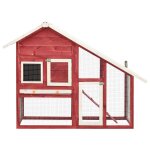 Vidaxl clapier rouge et blanc 140x63x120 cm bois de sapin massif