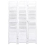Vidaxl cloison de sparation 3 panneaux blanc 105x165 cm bois