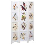 Vidaxl cloison de sparation 3 panneaux blanc 105x165 cm oiseaux