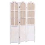 Vidaxl cloison de s�paration 3 panneaux blanc 105x165 cm tissu