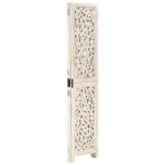 Vidaxl cloison de s�paration 3 panneaux blanc 120x165 cm bois manguier