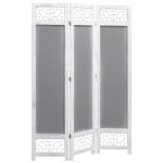Vidaxl cloison de sparation 3 panneaux gris 105x165 cm tissu