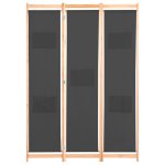 Vidaxl cloison de sparation 3 panneaux gris 120x170x4 cm tissu