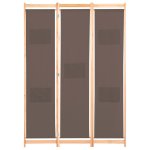 Vidaxl cloison de sparation 3 panneaux marron 120x170x4 cm tissu