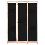 Vidaxl cloison de sparation 3 panneaux noir 120x170x4 cm tissu