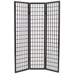 Vidaxl cloison de sparation 3 panneaux style japonais 120x170 cm noir