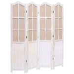 Vidaxl cloison de s�paration 4 panneaux blanc 140x165 cm tissu
