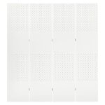 Vidaxl cloison de s�paration 4 panneaux blanc 160x180 cm acier