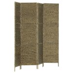 Vidaxl cloison de sparation 4 panneaux brun 154x160 cm jacinthe d'eau