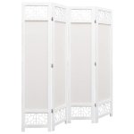 Vidaxl cloison de sparation 4 panneaux crme 140x165 cm tissu