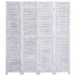 Vidaxl cloison de sparation 4 panneaux gris 140x165 cm bois