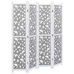 Vidaxl cloison de sparation 4 panneaux gris 140x165 cm bois solide