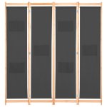 Vidaxl cloison de sparation 4 panneaux gris 160x170x4 cm tissu