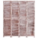Vidaxl cloison de sparation 4 panneaux marron 140x165 cm bois