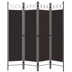 Vidaxl cloison de sparation 4 panneaux marron 160 x 180 cm