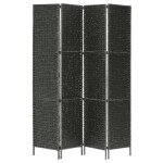 Vidaxl cloison de sparation 4 panneaux noir 154x160 cm jacinthe d'eau