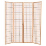 Vidaxl cloison de sparation 4 panneaux style japon 160x170 cm naturel