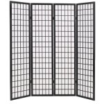 Vidaxl cloison de sparation 4 panneaux style japonais 160x170 cm noir