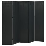 Vidaxl cloisons de sparation 5 panneaux 2 pcs noir 200x180 cm acier
