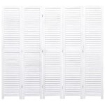 Vidaxl cloison de sparation 5 panneaux blanc 175x165 cm bois