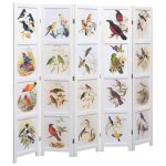 Vidaxl cloison de sparation 5 panneaux blanc 175x165 cm oiseaux