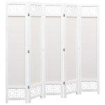 Vidaxl cloison de sparation 5 panneaux crme 175x165 cm tissu