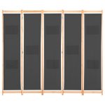 Vidaxl cloison de sparation 5 panneaux gris 200 x 170 x 4 cm tissu