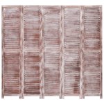 Vidaxl cloison de sparation 5 panneaux marron 175x165 cm bois