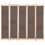 Vidaxl cloison de sparation 5 panneaux marron 200 x 170 x 4 cm tissu
