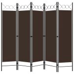 Vidaxl cloison de sparation 5 panneaux marron 200x180 cm
