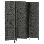 Vidaxl cloison de sparation 5 panneaux noir 193x160 cm jacinthe d'eau