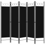 Vidaxl cloison de sparation 5 panneaux noir 200x180 cm