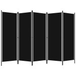 Vidaxl cloison de sparation 5 panneaux noir 250x180 cm