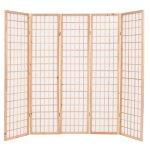 Vidaxl cloison de sparation 5 panneaux style japon 200x170 cm naturel