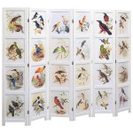 Vidaxl cloison de sparation 6 panneaux blanc 210x165 cm oiseaux